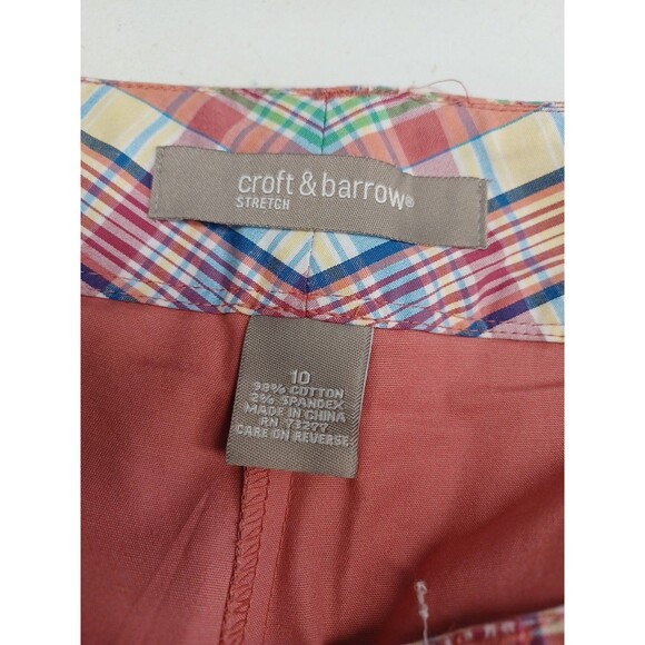 Croft Barrow Golf Tennis Skort Skirt Plaid Red Blue Pockets Sz 10 - Picture 7 of 7